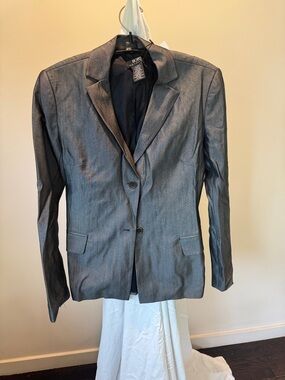 BCBG Metallic Gray Women's Two-Button Blazer